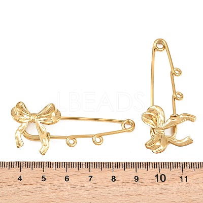 Bowknot 304 Stainless Steel Safety Pins Brooch Findings SA-CBA098D-12B-G-1