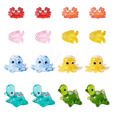 16Pcs 8 Styles Marine Theme Glass Enamel Beads LAMP-TA0002-31-1