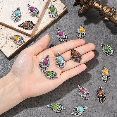 Bohemian Dyed Synthetic Turquoise Pendants FIND-YWC0003-02AB-01-1