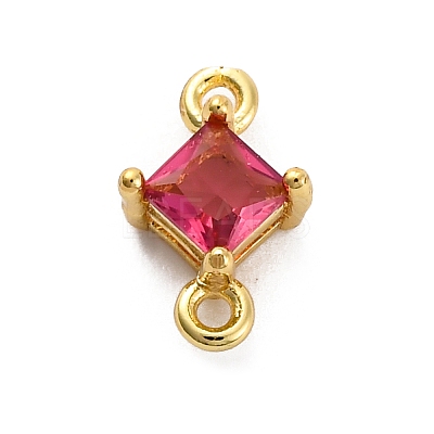 Brass Cubic Zirconia Rhombus Connector Charms LS-KK-F894-12G-03-1