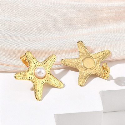 304 Stainless Steel Stud Earrings SA-CBA46AF-05G-02-1