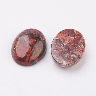 Natural Brecciated Jasper Flat Back Cabochons G-G741-18x25mm-02-1