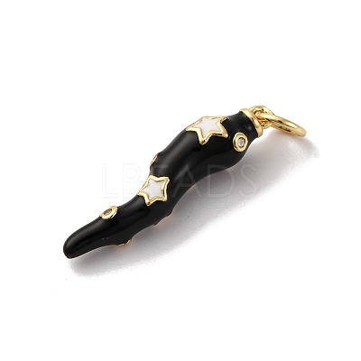 Brass Micro Pave Cubic Zirconia & Enamel Pendants KK-Q098-35G-C-1