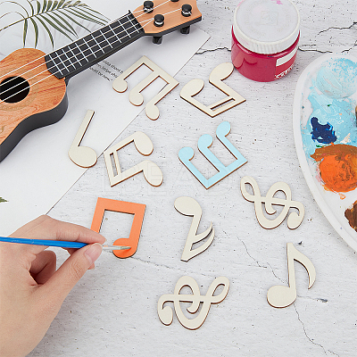 100Pcs Musical Note Unfinished Wood Cutouts WOOD-WH0025-95-1