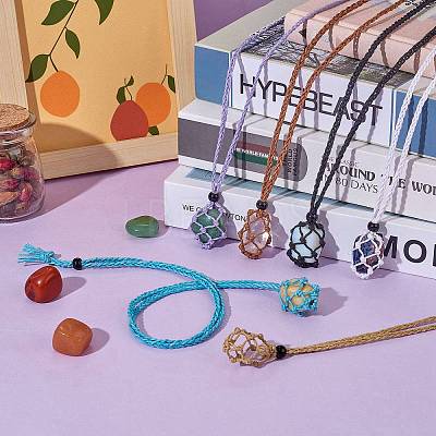 Braided Waxed Cotton Thread Cords Macrame Pouch Necklace Making AJEW-SW00022-08-1