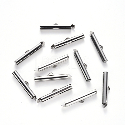 Non-Tarnish 304 Stainless Steel Slide On End Clasp Tubes X-STAS-S115-01H-P-1