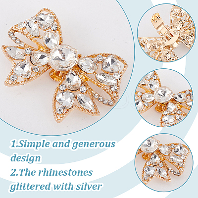 4Pcs 2 Colors Bowknot Alloy Rhinestone Shoe Decoration FIND-GO0002-34-1
