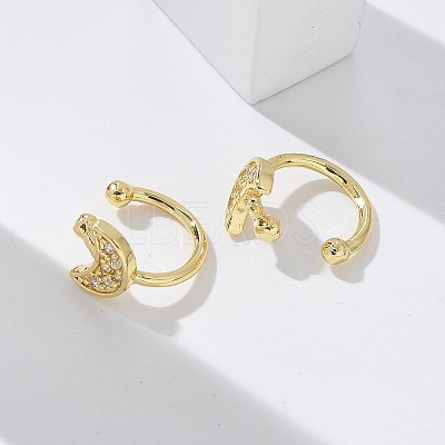 Golden Plated Brass Micro Pave Cubic Zirconia Cuff Earrings EJEW-L244-42G-1