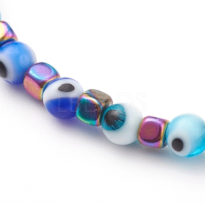 Colorful Evil Eye Lampwork Stretch Beaded Bracelets Sets BJEW-JB05931-1