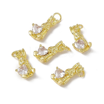Rack Plating Brass Cubic Zirconia Pendants KK-C007-20G-1