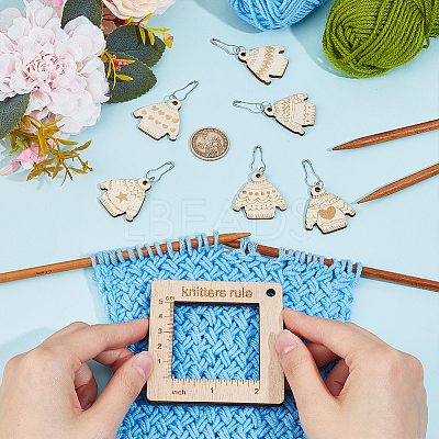 Alloy and Wooden Sweater Knitting tool AJEW-WH0472-20E-1