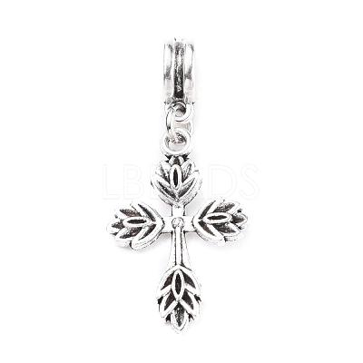 Mixed Tibetan Style Alloy Cross European Dangle Charms PALLOY-JF00055-1