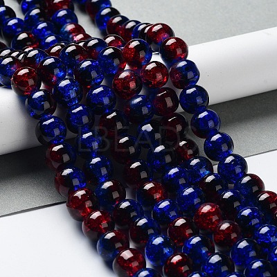 Spray Painted Crackle Glass Beads Strands CCG-Q002-10mm-12-1