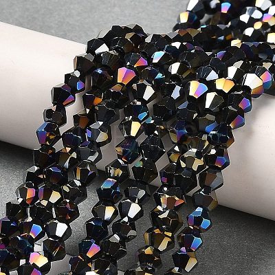 Transparent Electroplate Glass Beads Strands GLAA-F029-4mm-A02-1