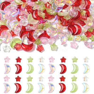 100Pcs 2 Styles Transparent Spray Painted Glass Beads GLAA-YW0005-14A-1