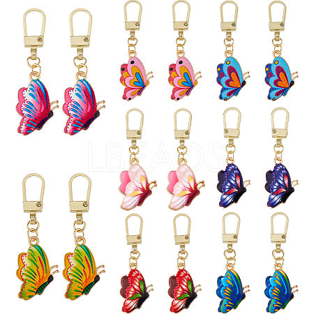 16Pcs 8 Colors Alloy Zipper Pull Tabs HJEW-DC00091-1
