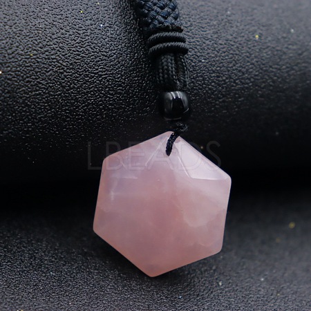 Natural Rose Quartz Pendant Necklaces PW-WG41900-05-1