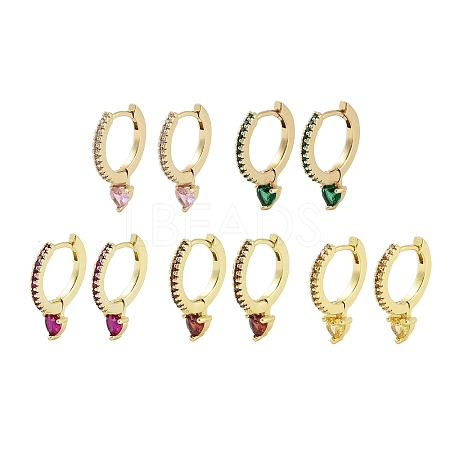 Brass Pave Cubic Zirconia Heart Hoop Earrings for Women EJEW-L269-131G-1