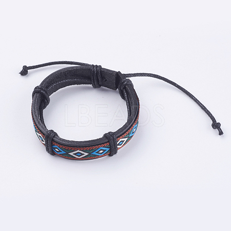 Adjustable Unisex Cowhide Cord Bracelets BJEW-F300-02-1