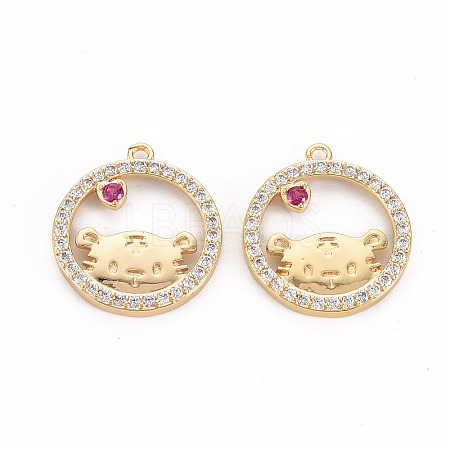 Brass Micro Pave Clear Cubic Zirconia Pendants KK-S356-467-NF-1