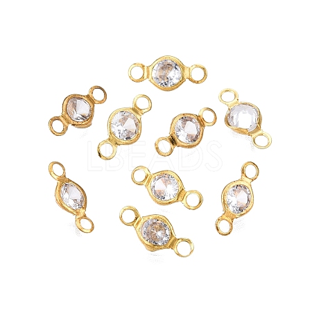 Brass Clear Cubic Zirconia Connector Charms KK-T070-07C-B-1