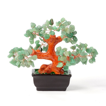 Natural Green Aventurine Chips Money Tree Bonsai Display Decorations DJEW-B007-08A-1