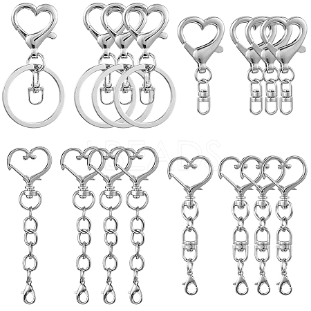 20Pcs 4 Styles Zinc Alloy Keychain Clasps FIND-SP0004-22-1