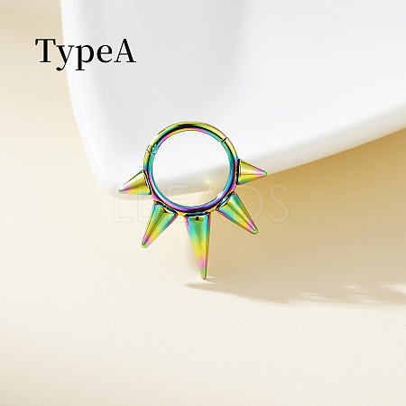 316 Surgical Stainless Steel Spike Hoop Nose Rings WG34C30-34-1