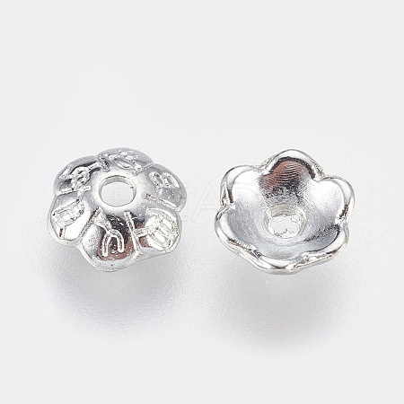 6-Petal Tibetan Style Alloy Flower Bead Caps TIBE-S220-P-RS-1