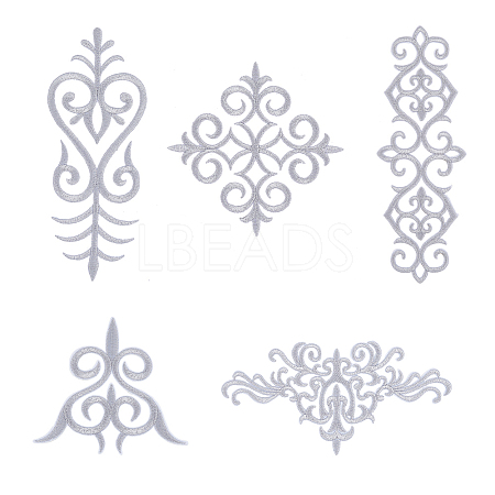 10Pcs 5 Style Polyester Computerized Embroidery Iron on/Sew on Patches PATC-FH0001-02A-1