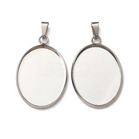 304 Stainless Steel Pendant Cabochon Settings STAS-D379-03C-P-1