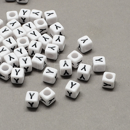 Large Hole Acrylic Letter European Beads SACR-Q103-7mm-01Y-1