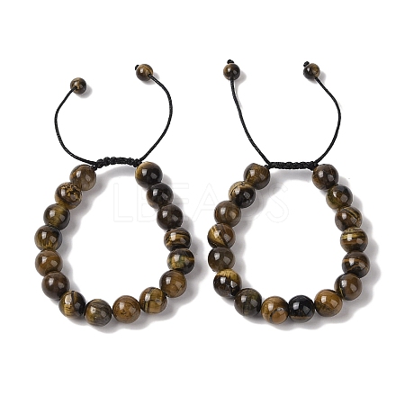 10mm Round Natural Tiger Iron Braided Bead Bracelets BJEW-C067-01C-04-1