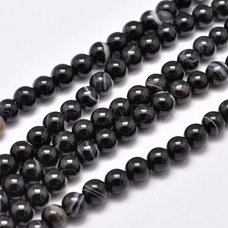 Natural Black Agate Bead Strands G-G962-14mm-12-A-1