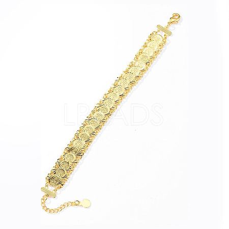 Brass Coin Link Chain Bracelet QR2720-1-1