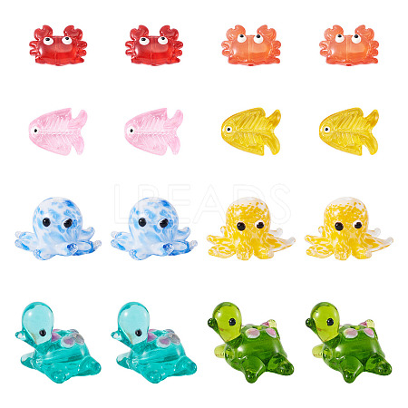 16Pcs 8 Styles Marine Theme Glass Enamel Beads LAMP-TA0002-31-1