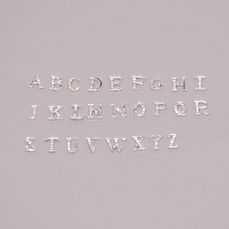 Letter A~Z Alloy Rhinestone Cabochons MRMJ-WH0072-92A-1