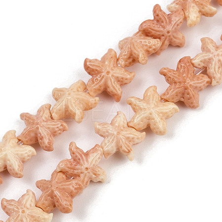 Synthetic Coral Dyed Carved Beads Strands SHEL-K007-18C-1