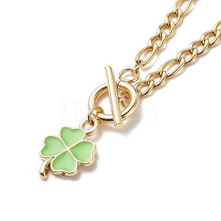 Alloy Enamel Clover Pendant Necklace with Brass Chains for Women NJEW-JN04087-1