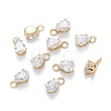 Brass Clear Cubic Zirconia Charms ZIRC-G170-13G-1