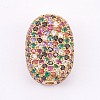 Brass Micro Pave Cubic Zirconia Beads KK-F748-33G-1