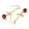 Natural Red Agate & Pearl & Shell Dangle Earrings EJEW-M252-07G-2