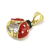 Rack Plating Brass Micro Pave Clear Cubic Zirconia with Enamel Pendant X-KK-B091-37G-02-2