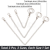 3 Sets 3 Styles Aluminium Twisted Chains for Jeans Pants HJEW-SP0001-53-2