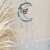 Synthetic Turquoise Chip Wrapped Moon with Butterfly Hanging Ornaments PW-WG67734-05-1