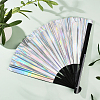 1Pc Bamboo with Oxford Fabric Glitter Powder Folding Fans AJEW-SP0003-77F-7