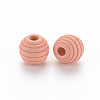 Painted Natural Wood Beehive Beads WOOD-S049-04A-10-2