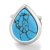 304 Stainless Steel Synthetic Turquoise Cuff Rings G-Z056-09P-02-2