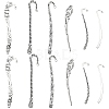 12Pcs 6 Style Tibetan Style Alloy Bookmarks Findings with Hole FIND-SC0006-56-1