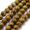 Natural Wood Lace Stone Round Bead Strands G-J276-06-12mm-1